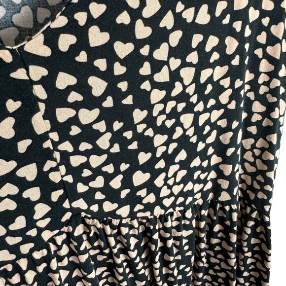 Lascana Black Tan Heart Print V-Neck Short Sleeve Viscose Mini Dress Size 12 - Picture 5 of 9